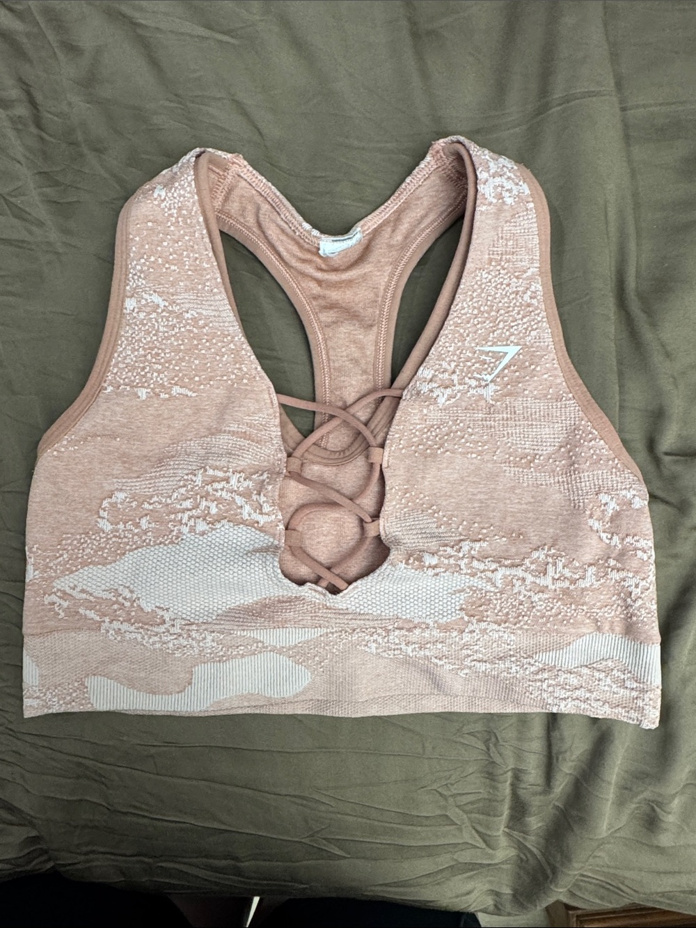 Gymshark Lace-Up Seamless Sports Bra - Blush Pink